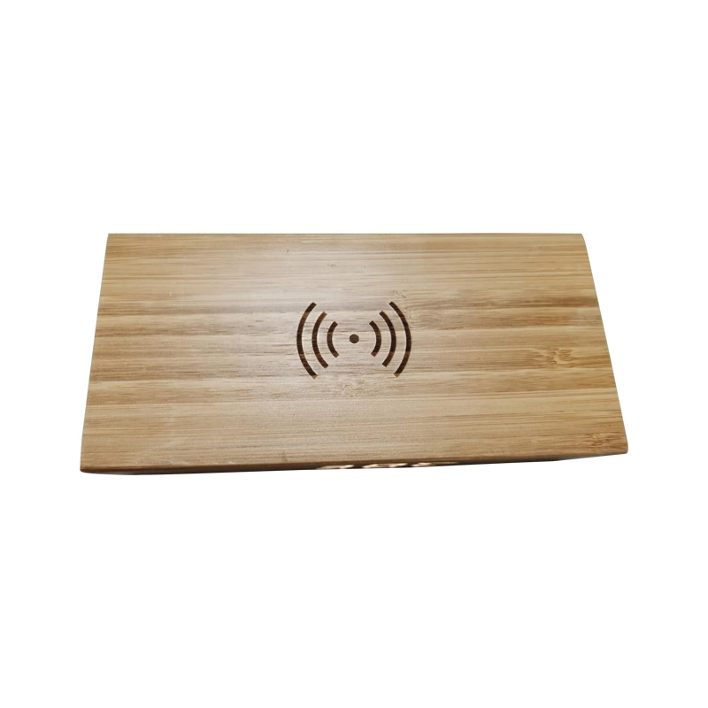 Hot Selling Newly Bamboo Wireless Charger for Mobile Phones with Clock and Temperature Function