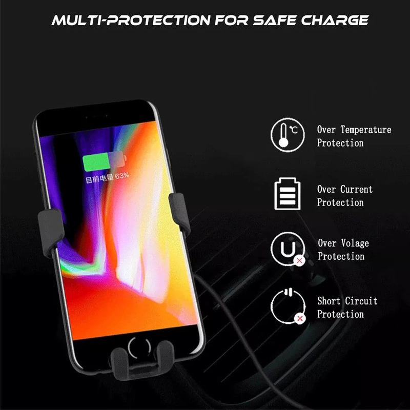 12V Mobile Phone Quick Charge Portable Qi Fast Charging Wireless Car Charger