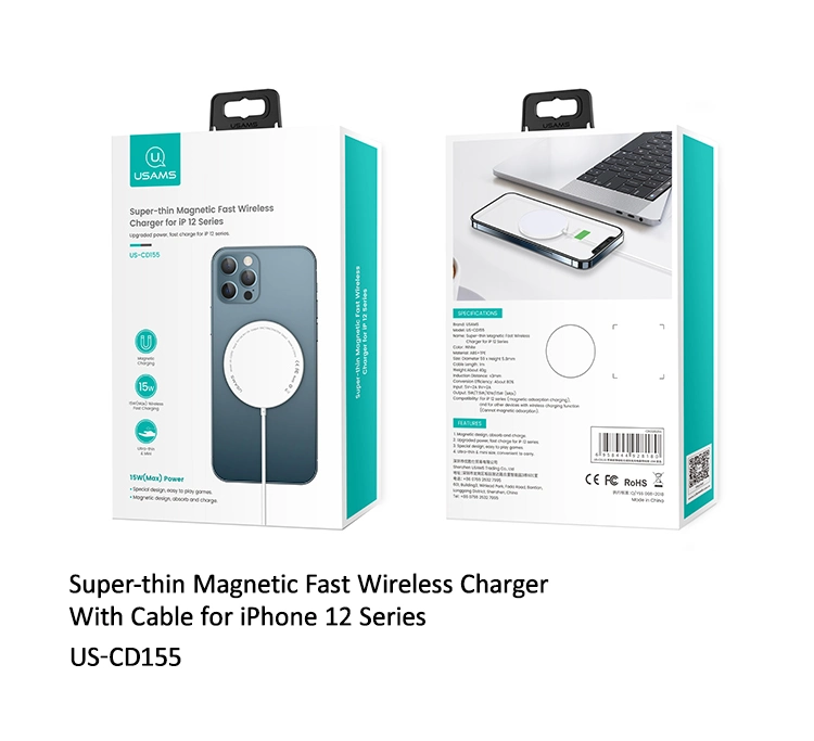 Usams New Super-Thin Magnetic Wireless Charger Fast Charging 15W for iPhone 12