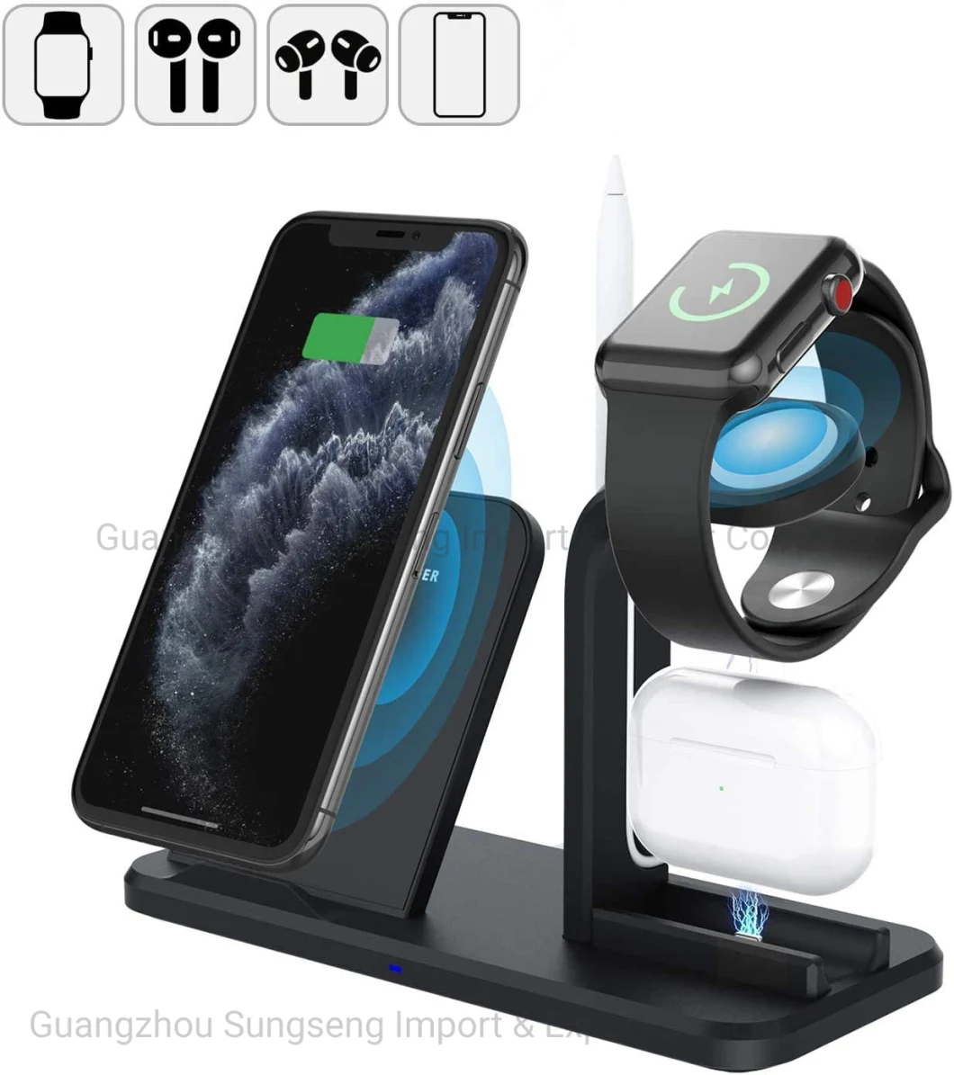 Wireless Charger Stand, 3 in 1 Wireless Charging Station Compatible with Apple Watch 5/4/3/2 &Airpods 2/PRO, Qi Fast Wireless Charger Fit for.