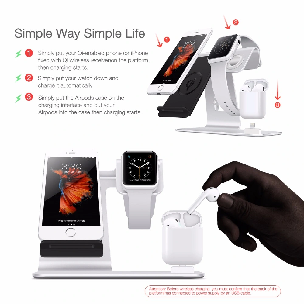 Qi Wireless Charger Fast Wireless Charging Multifunction Mobile Phone Watch Airpods 3 in 1 Charger