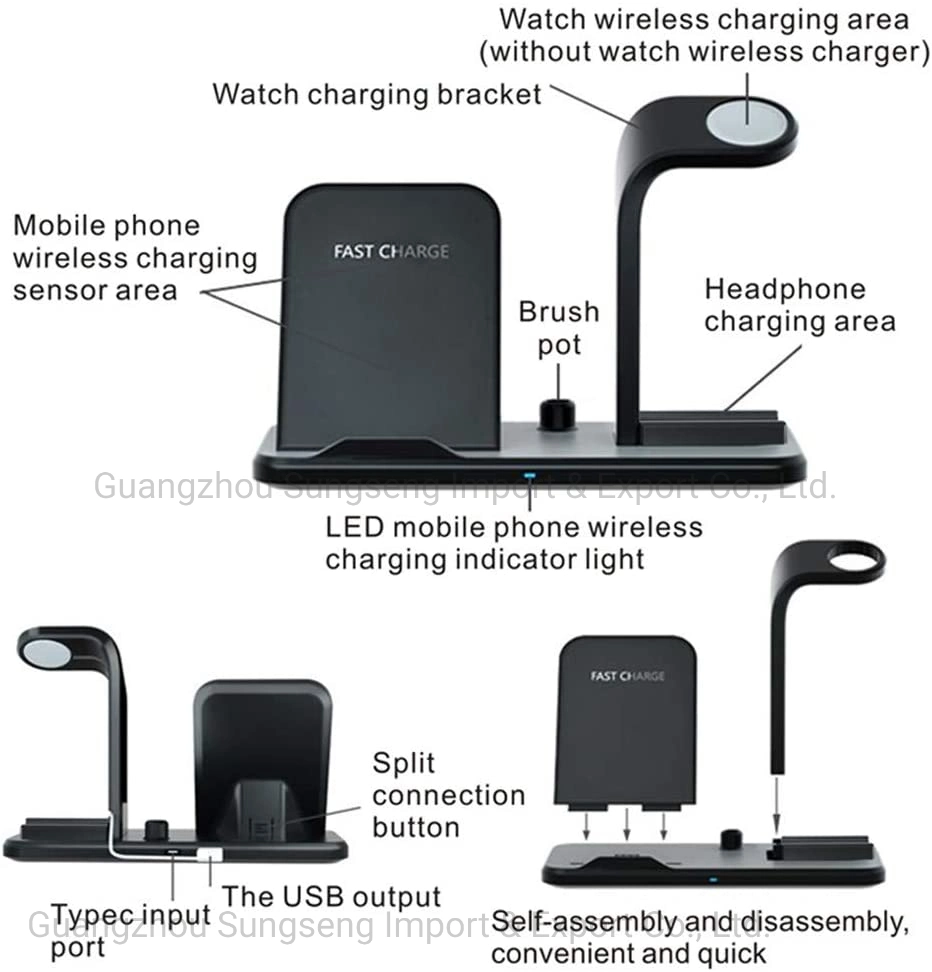 Wireless Charger Stand, 3 in 1 Wireless Charging Station Compatible with Apple Watch 5/4/3/2 &Airpods 2/PRO, Qi Fast Wireless Charger Fit for.