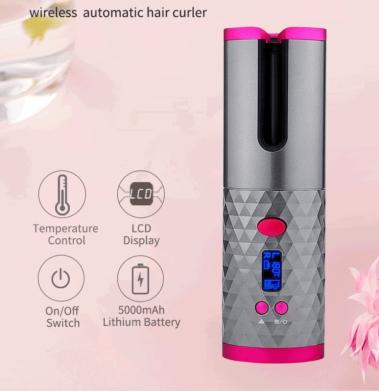 Newest Travel Rechargeable USB Cordless Wireless Automatic Curling Hair Curler