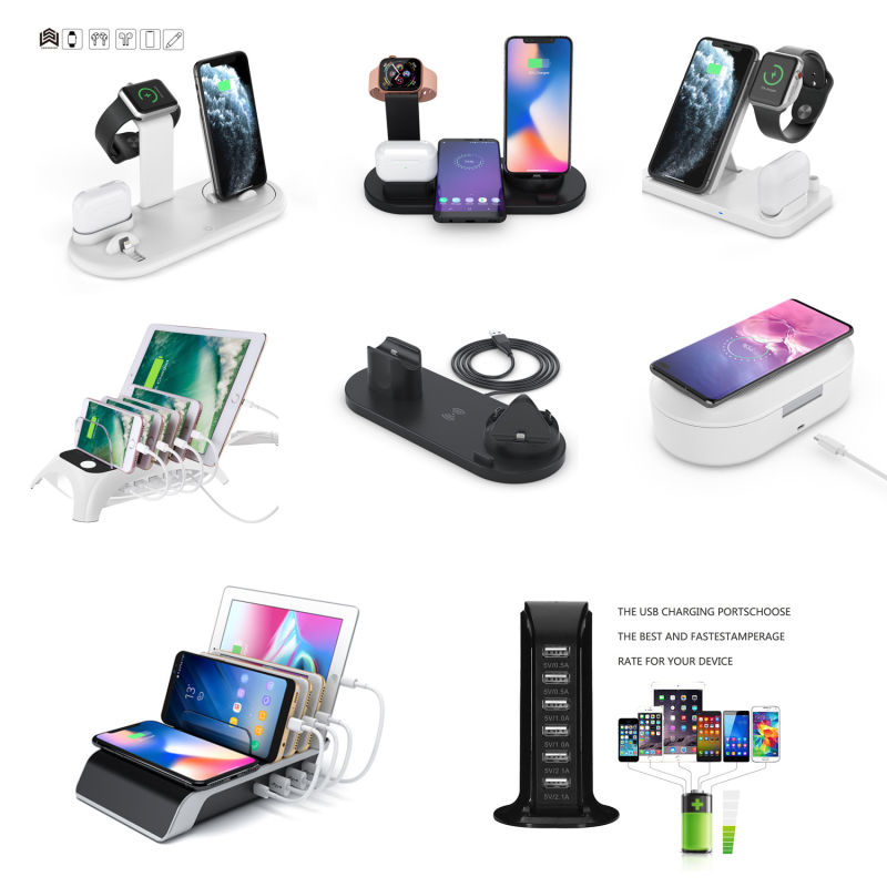 Charger Stand 5 Port Multi Portable Desktop Phone USB Charging Station for Mobile Phone Battery Charger