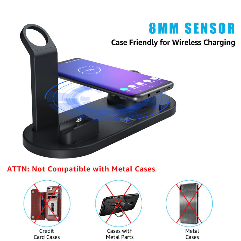10W Fast Charge Wireless Charger Stand Holder Qi Wireless Charging Multifuncion Station for iPhone Iwatch Airpods