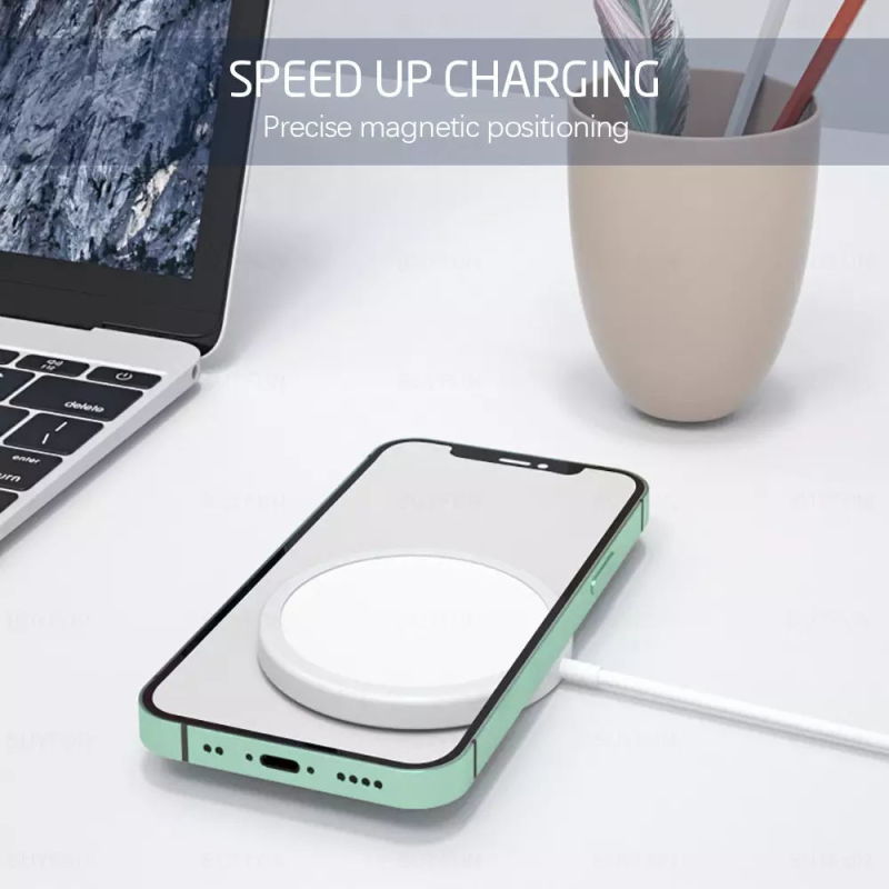 New Round Portable Qi Magnetic Magsafe 15W Fast Magic OEM Mobile Phone Quick Magnet for Apple for iPhone 12 Wireless Charger