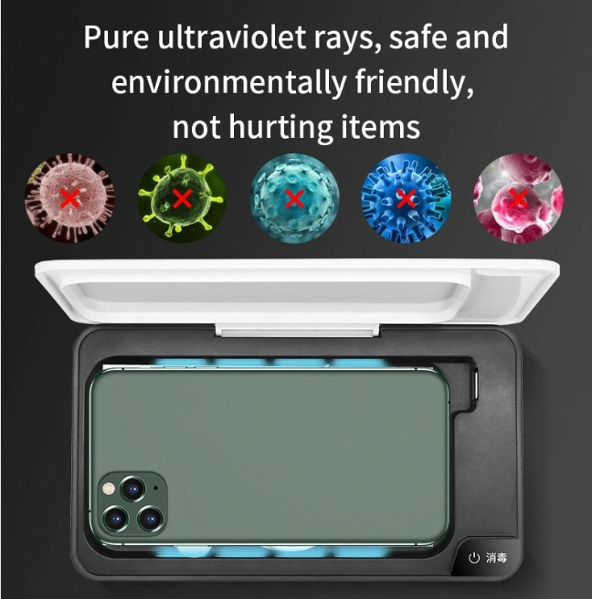Portable Wireless Charger Sanitizer Disinfection UVC Sterilization Box