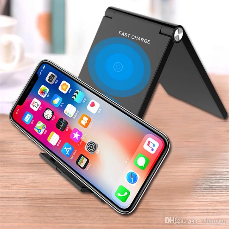 Qi Wireless Charger Adjustable Folding Holder Portable Fast Charger 10W for iPhone X