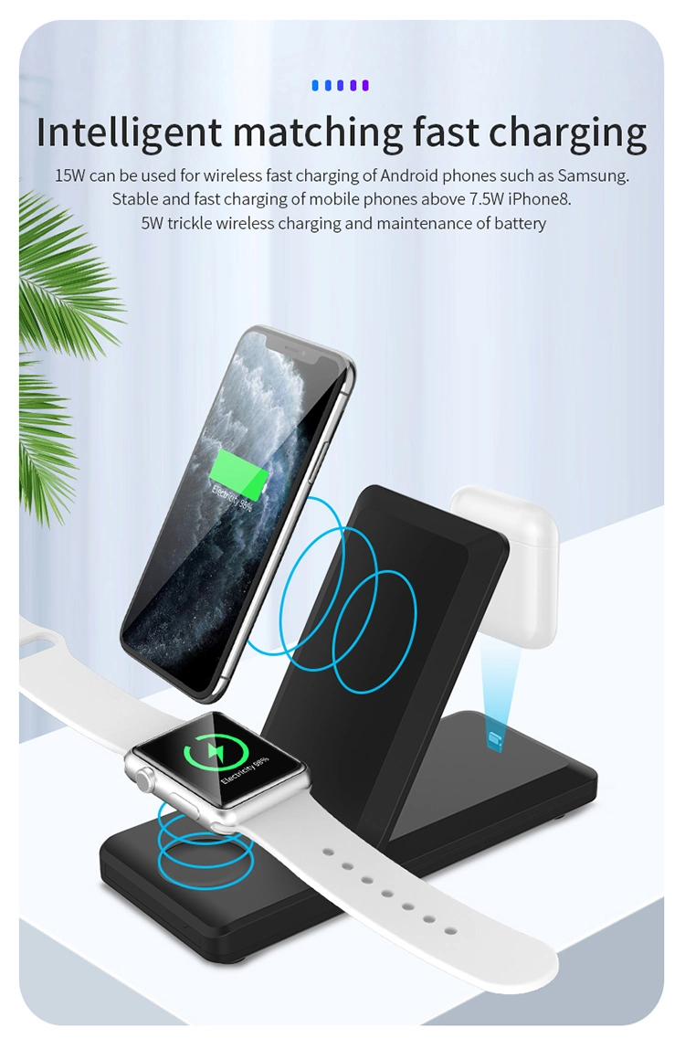 3 in 1 Fast Wireless Charger for Mobile Phone Apple Watch