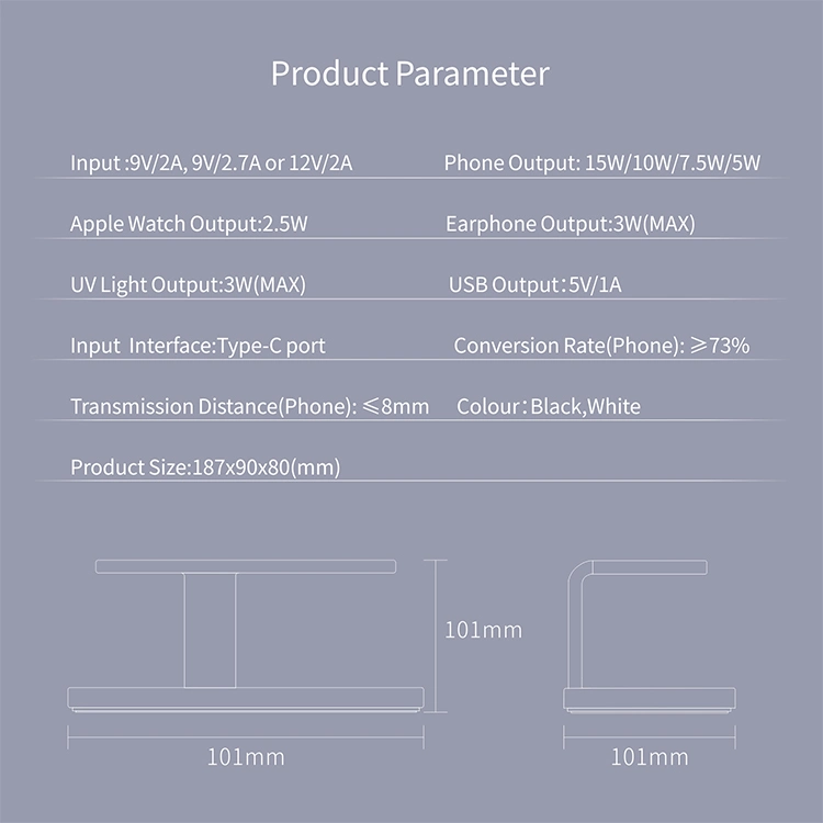 New Arrival Qi Wireless Charger UV Sterilizer 4 in 1 Wireless Charger Wireless Charger UV Sterilizer