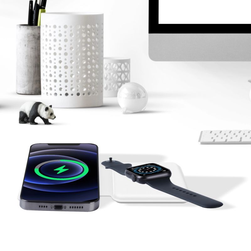 Q500 Two-in-One Folding Wireless Charger Is Suitable for Mobile Phones and Watches for iPhone12 Magnetic Wireless Charger