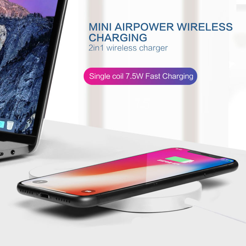 Single Coil 7.5W 2in1 Fast Wireless Charger Watch Wireless Charger