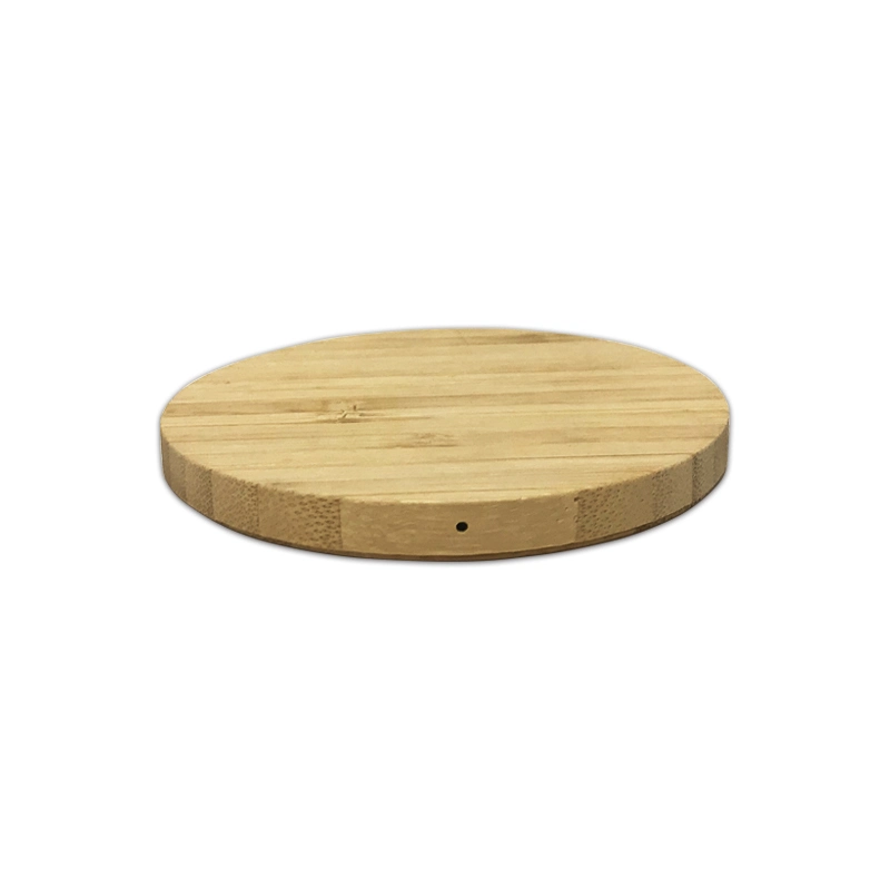 Round Real Bamboo Wireless Charger Ultra Thin and Portable