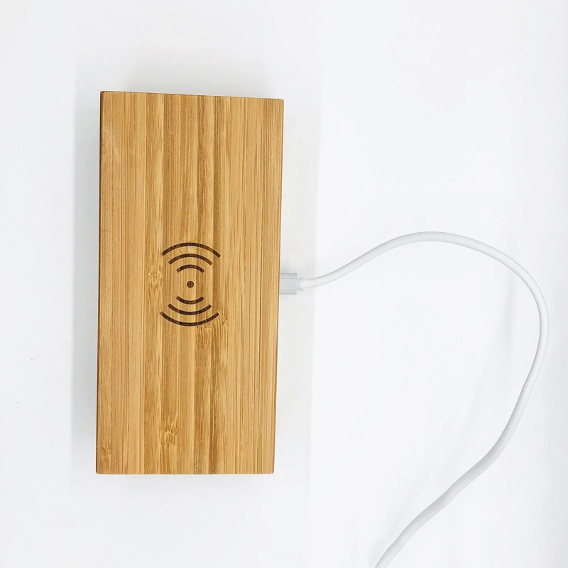 Hot Sell Bamboo Wireless Charger Pad with Time Alarm Date Temperature Function