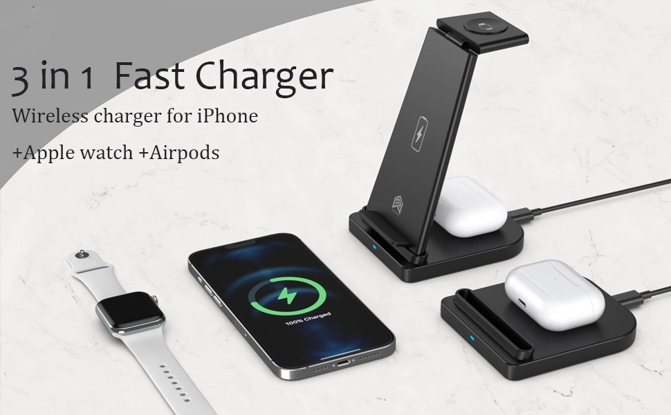 3 in 1 Wireless Charger Fast Wireless Charger Smart Watch Bluetooth Headset Charging for Samsung Smartphones