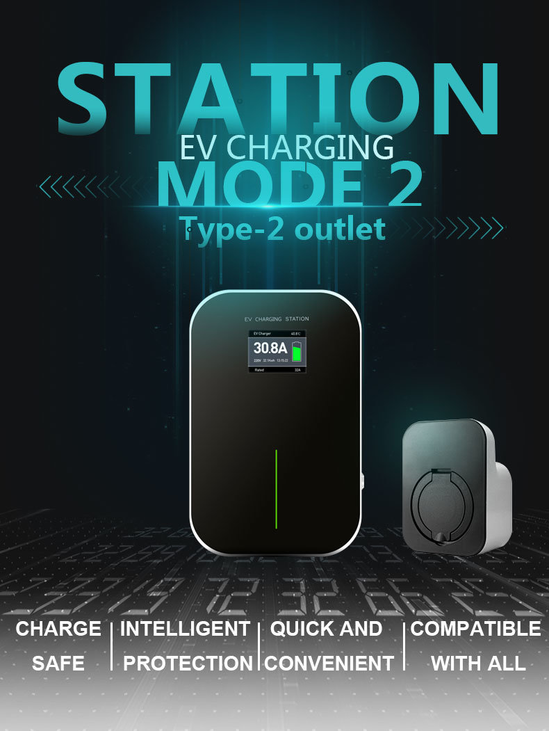 Electric Car Charger Unit Quick Charge with Type 2 Socket