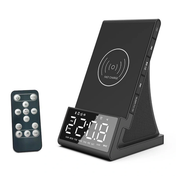 Multicoil 10W Wireless Charger LED Dock Alarm Clock Bluetooth Speaker