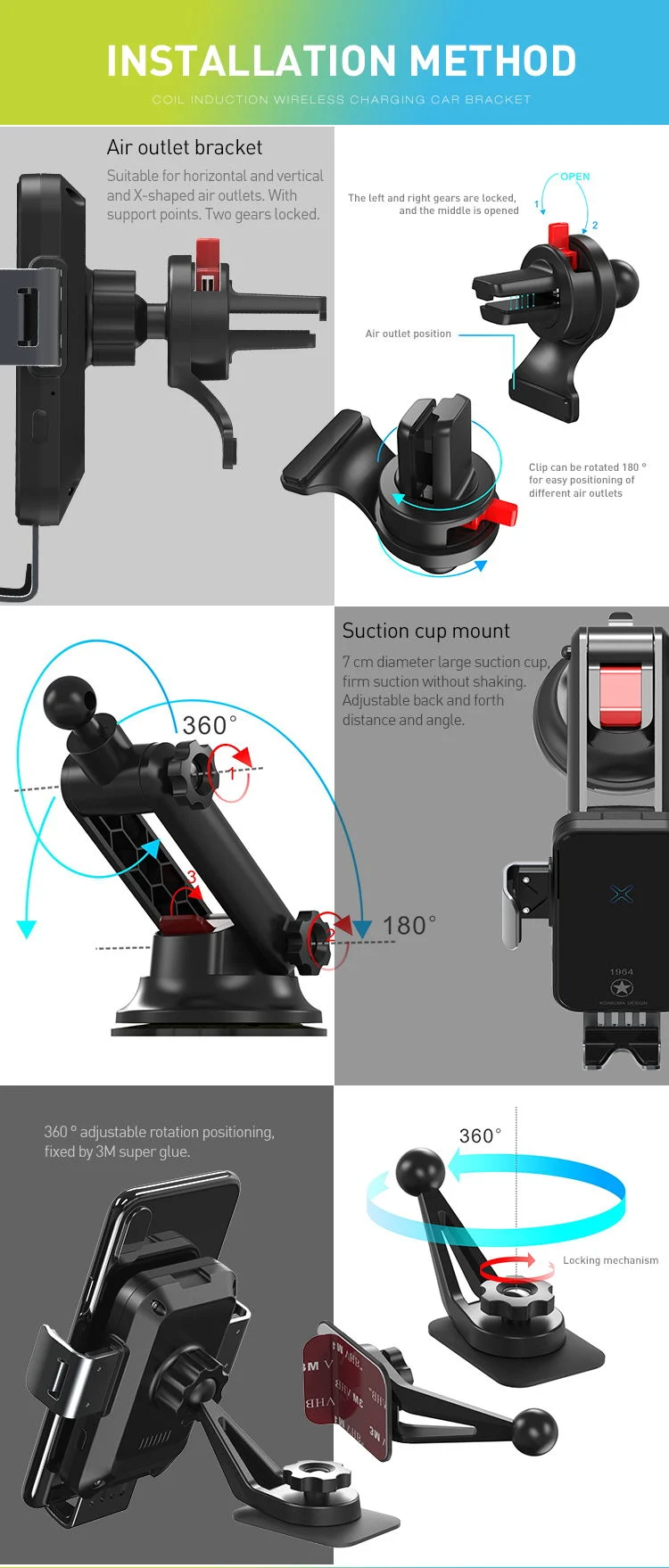 Ready Product Styile Qi Fast Charging 10W Wireless Charger for iPhone Car Hold Type