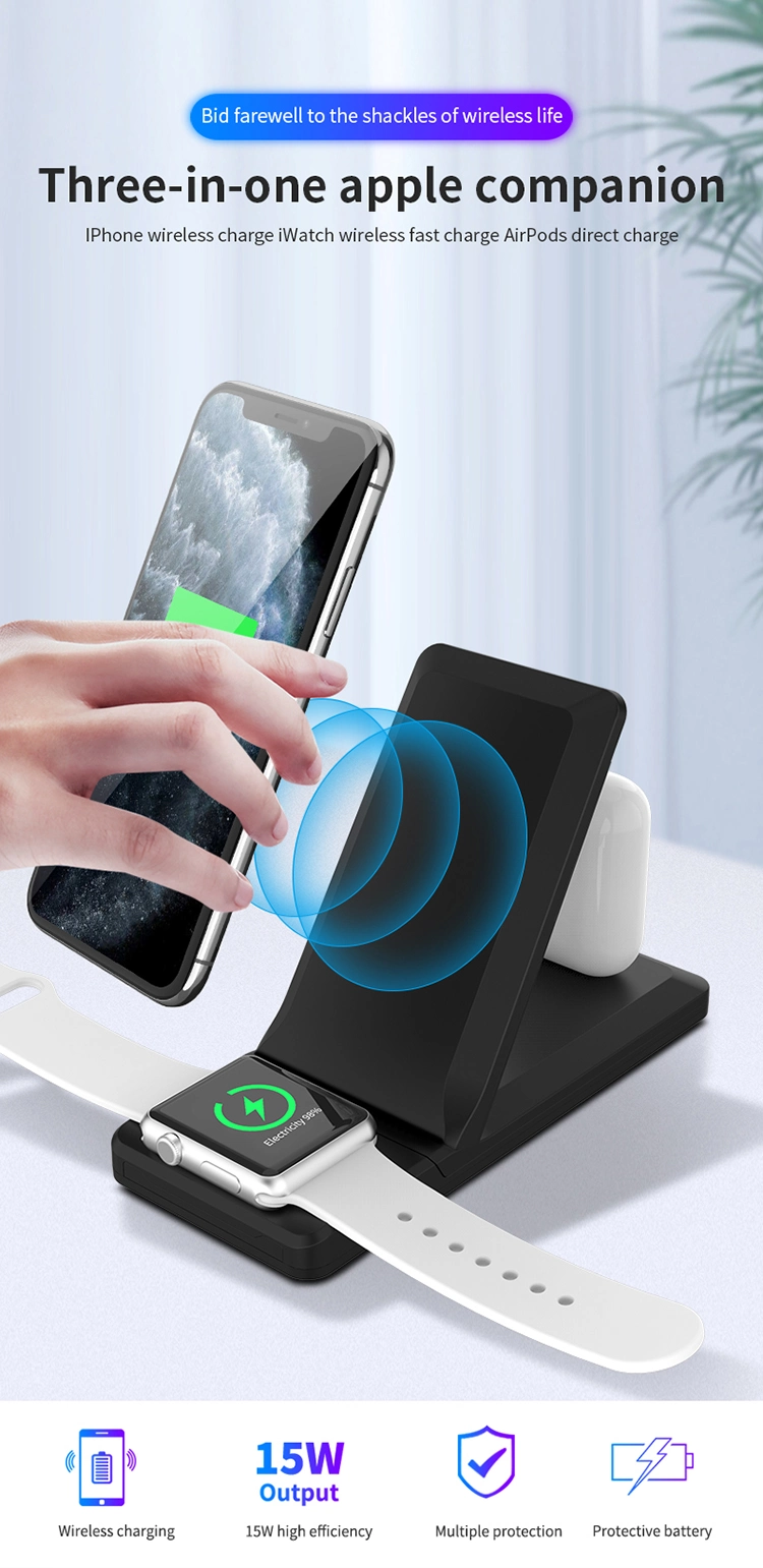 3 in 1 Fast Wireless Charger for Mobile Phone Apple Watch