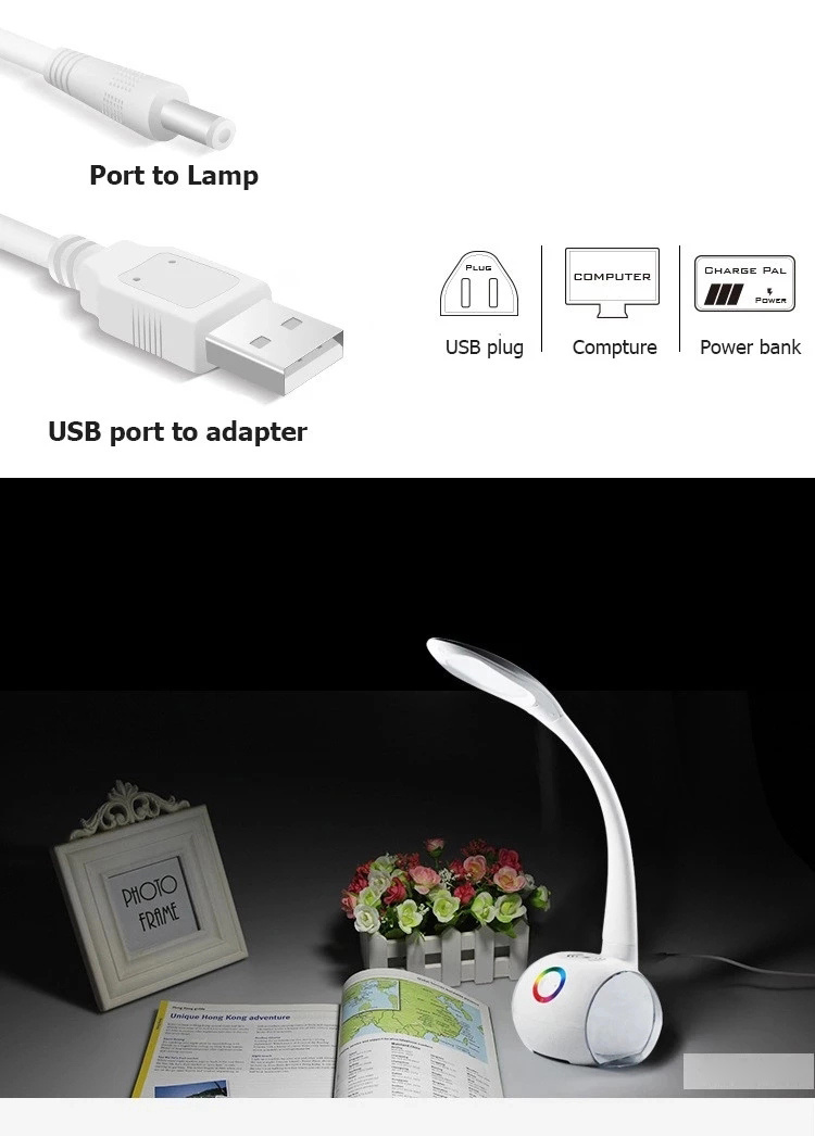 LED table Lamp Wireless Charger Adjustable Table Lamp with Speaker Wireless Charger