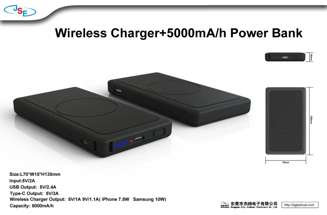 2018 Latest Design 10W Wireless Charger with 5000mA/H Power Bank