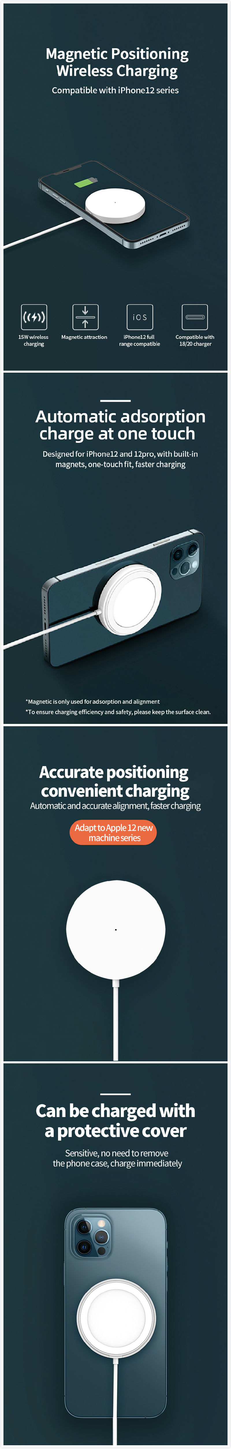 15W Original Fast Charger for iPhone 12 PRO Max 12 PRO Magnetic Wireless Charger for iPhone 12 Mini Phone Charger Wireless USB C
