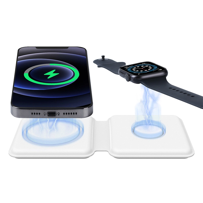 Folding Magnet Charger for iPhone 12 PRO Iwatch 2in1 Magnetic Wireless Charger 15W Magnet Qi Wireless Charger
