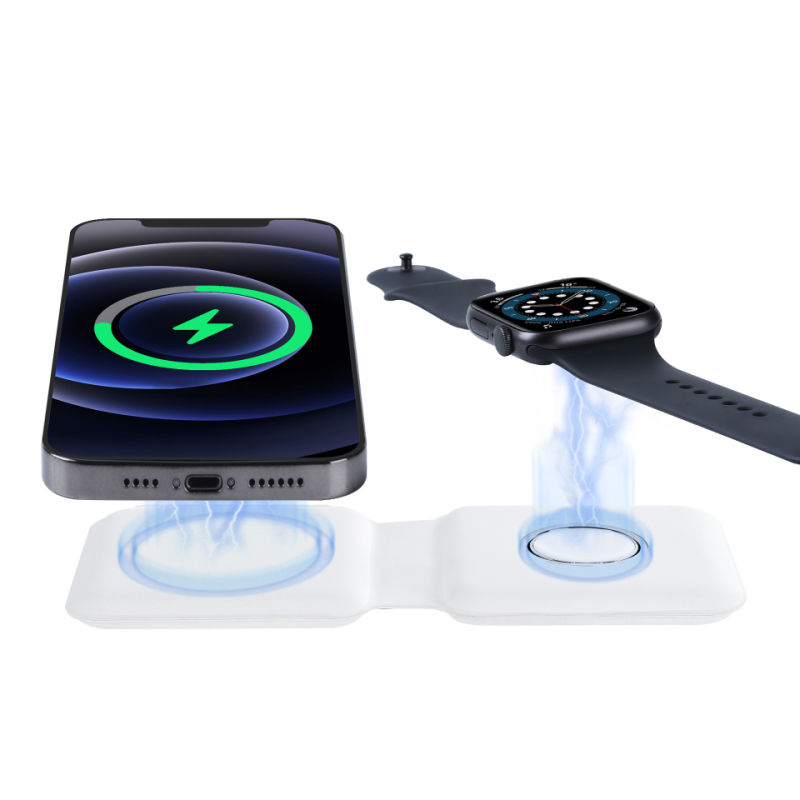 Folding Magnet Charger for iPhone 12 PRO Iwatch 2in1 Magnetic Wireless Charger 15W Magnet Qi Wireless Charger