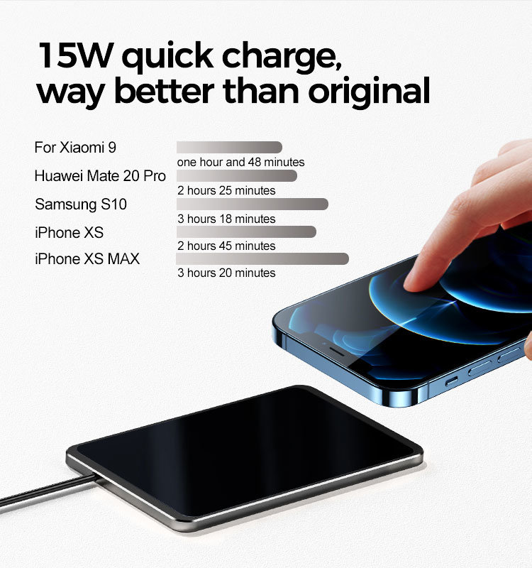 New Design Tongyinhai Quick Charge 15W Qi Fast Charging Wireless Charger Outdoor Smartphone Accessories