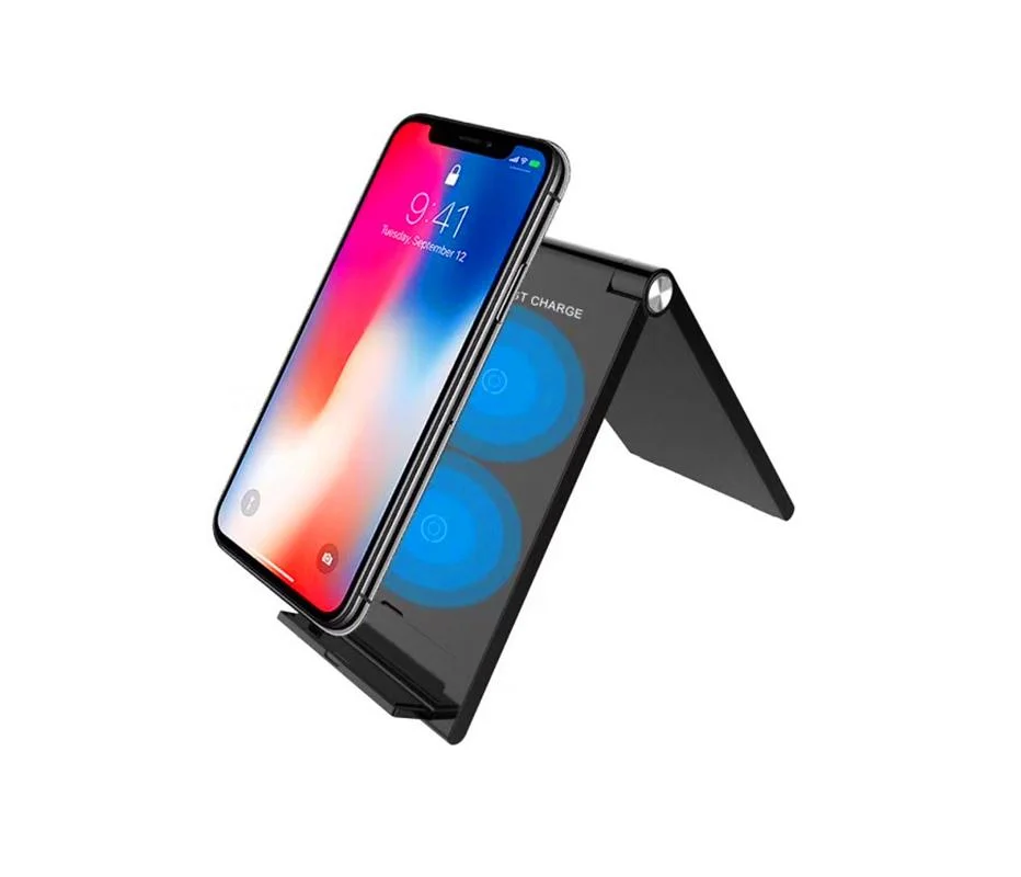 Qi Wireless Charger Adjustable Folding Holder Portable Fast Charger 10W for iPhone X