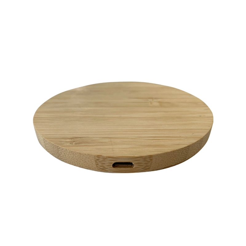 Round Real Bamboo Wireless Charger Ultra Thin and Portable