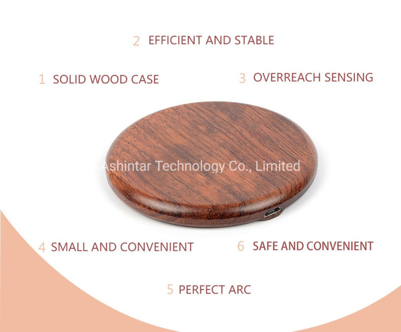 10W Quick Charging Mobile Phone Charger Wooden Wireless Charger