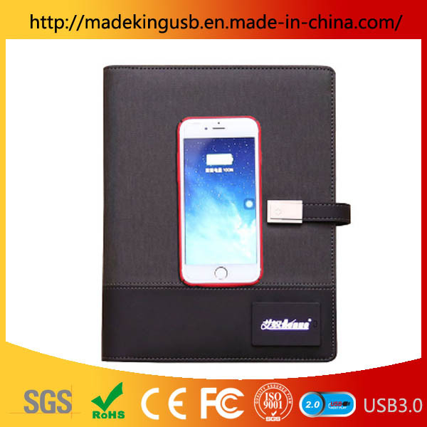 Multifunctiona Notebook with Wireless Charger, Power Bank, USB Stick Custom Logo for Business Gift