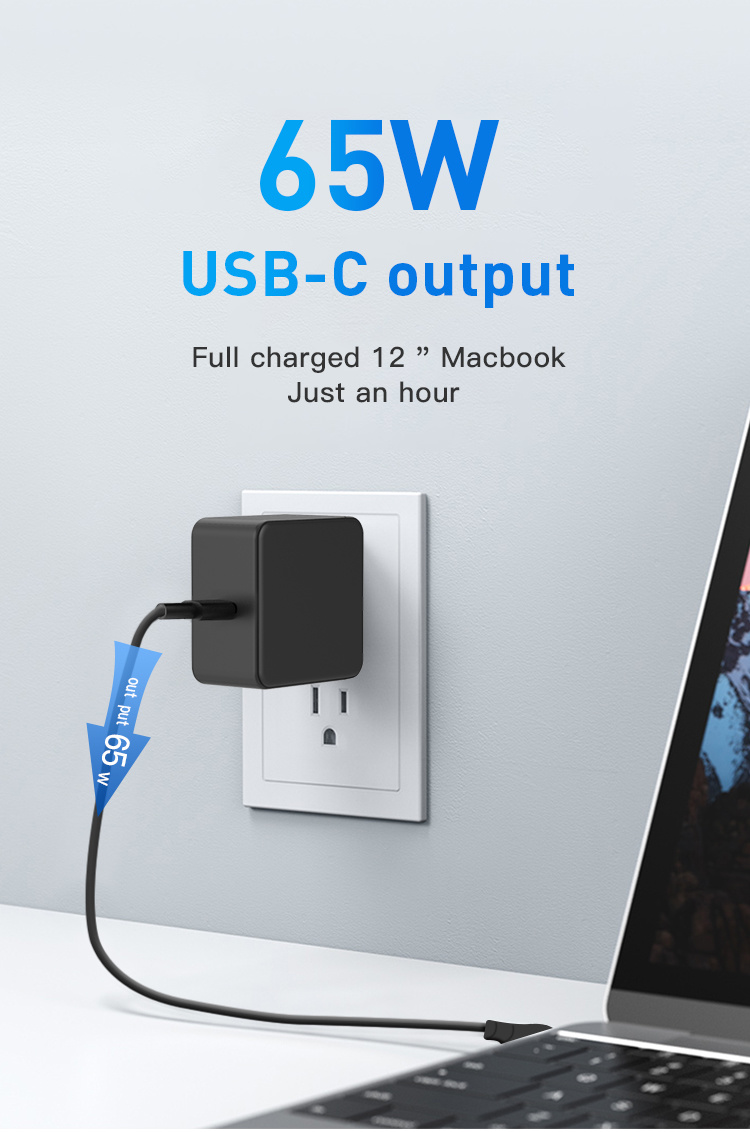 65W GaN Quick Travel Charger Mini Size 5V3a High Power Fast Charging Quickly Wall Charger