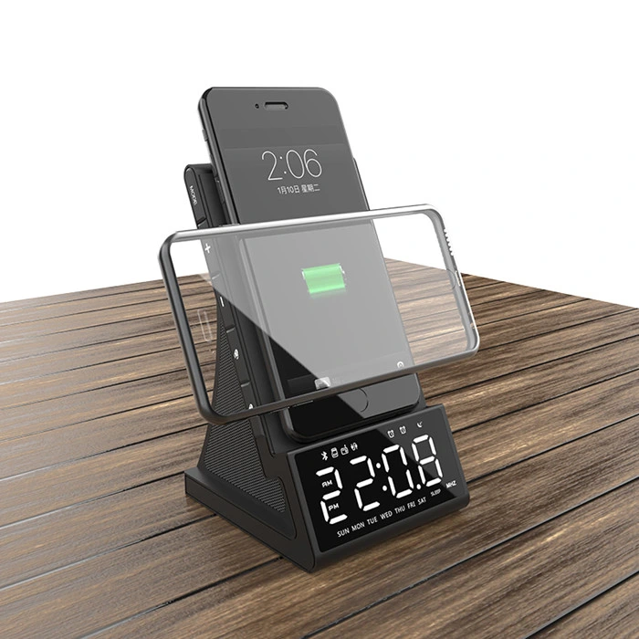 Multicoil 10W Wireless Charger LED Dock Alarm Clock Bluetooth Speaker