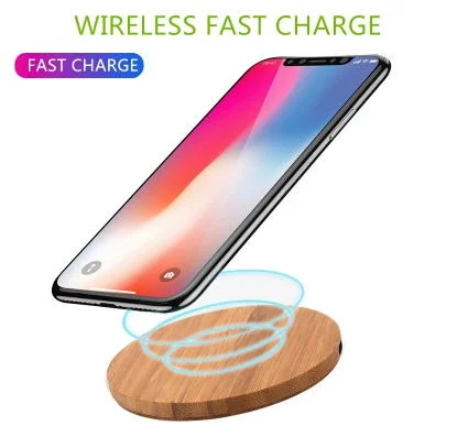 Eco Friendly Bamboo Wireless Charger 5W 10W Power Supply for Smart Phone