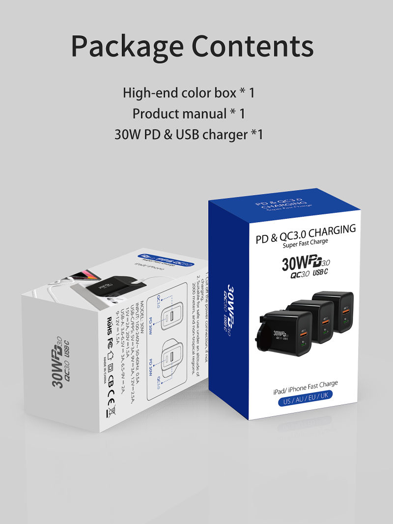 Mobile Phone Fast Charging 30W Pd Charger