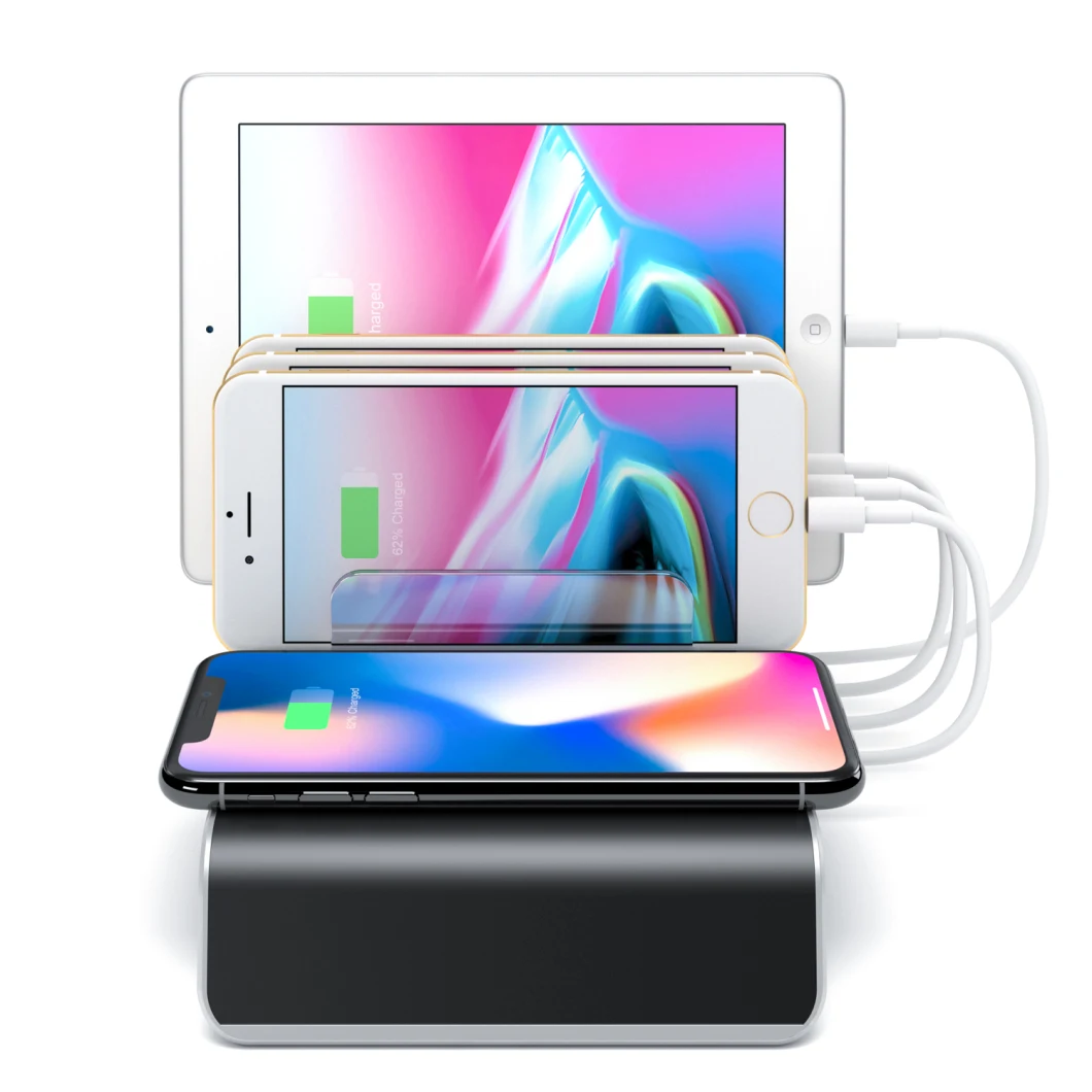 Fast Wireless Charger Station with 4USB Desktop Charger for Smartphone