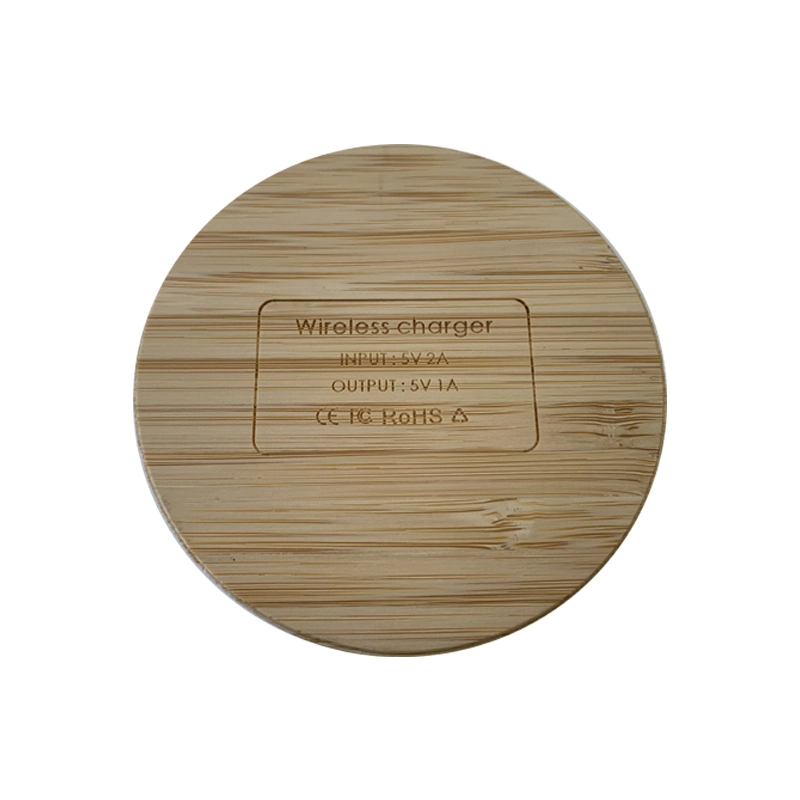 Round Real Bamboo Wireless Charger Ultra Thin and Portable