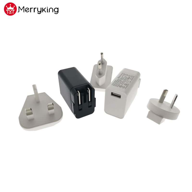 Interchangeable USB Power Adapter 5V 1A 1.2A 1.5A Us/EU/UK/Au Plugs USB Charger