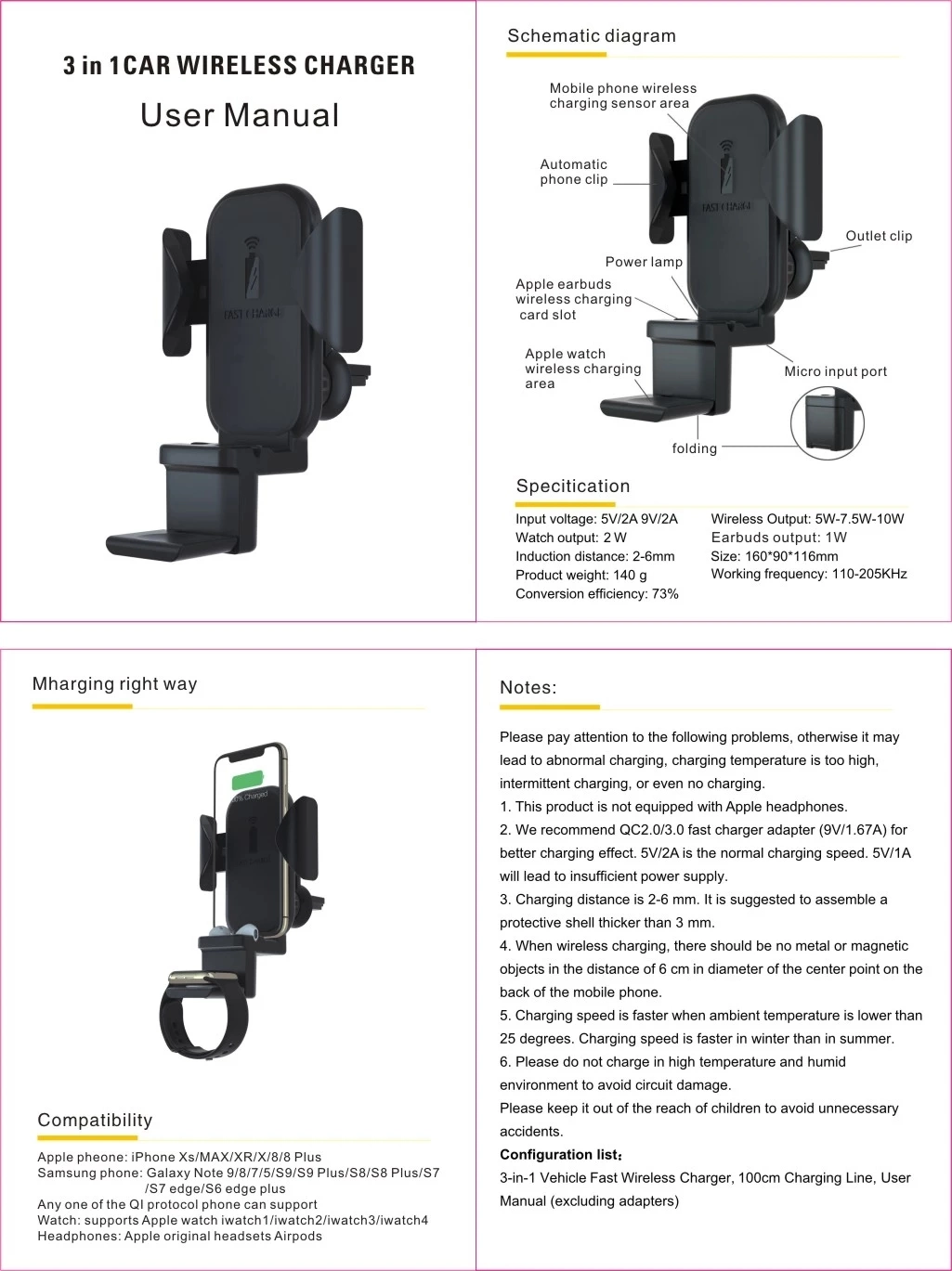 Wholesale Charger N32 Three-in-One Car Fast Wireless Charger