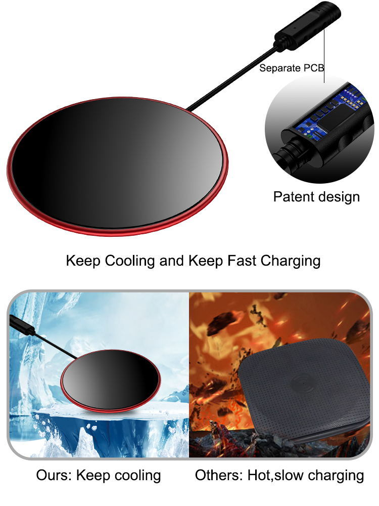 Wholesale Tongyinhai 10W Wireless Charger Fast Wireless Charging Pad Desk Stand with Cooling System