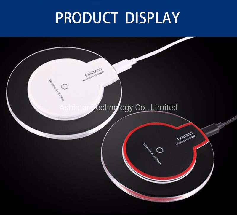 Fast Charge Round Base Transmitter Ultra-Thin Crystal Wireless Charger for iPhone