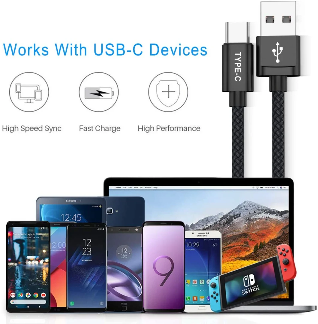 USB Type C Cable 5A Quick Charge USB-C Fast Charging Mobile Phone Data Cable