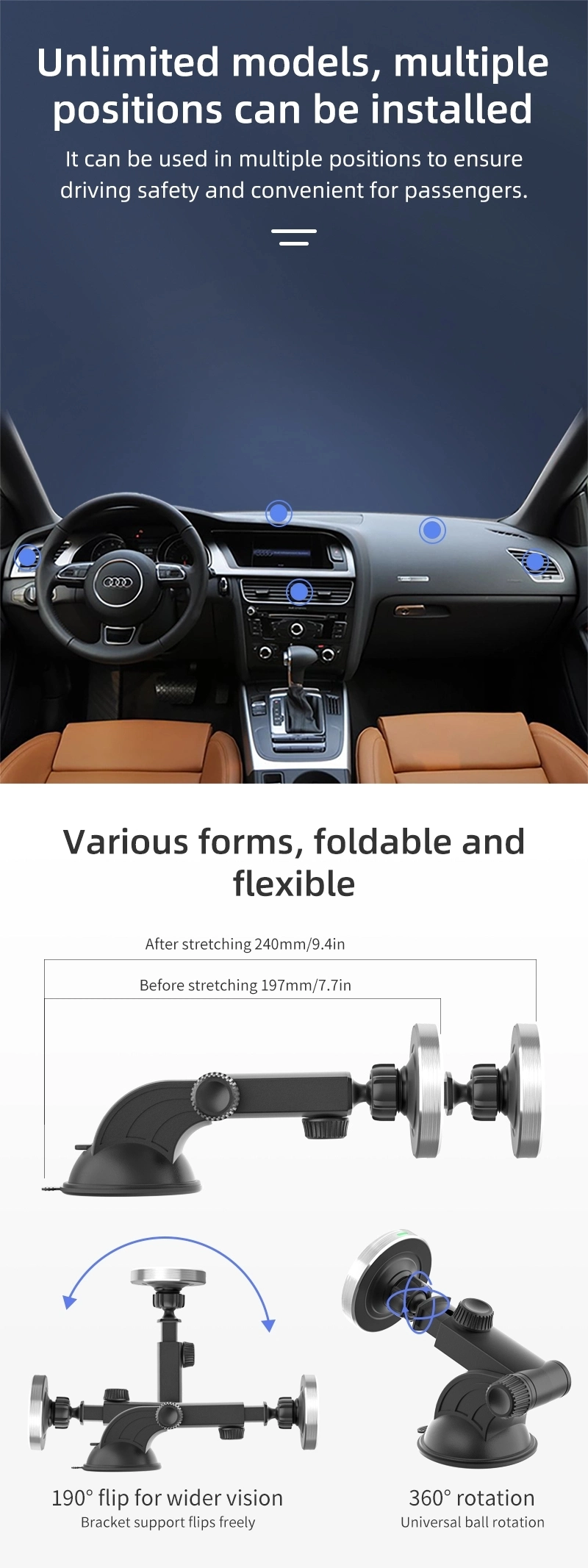 Automatic Clamping Car Holder Wireless Charger Fast Wireless Car Charger for iPhone for iPhone