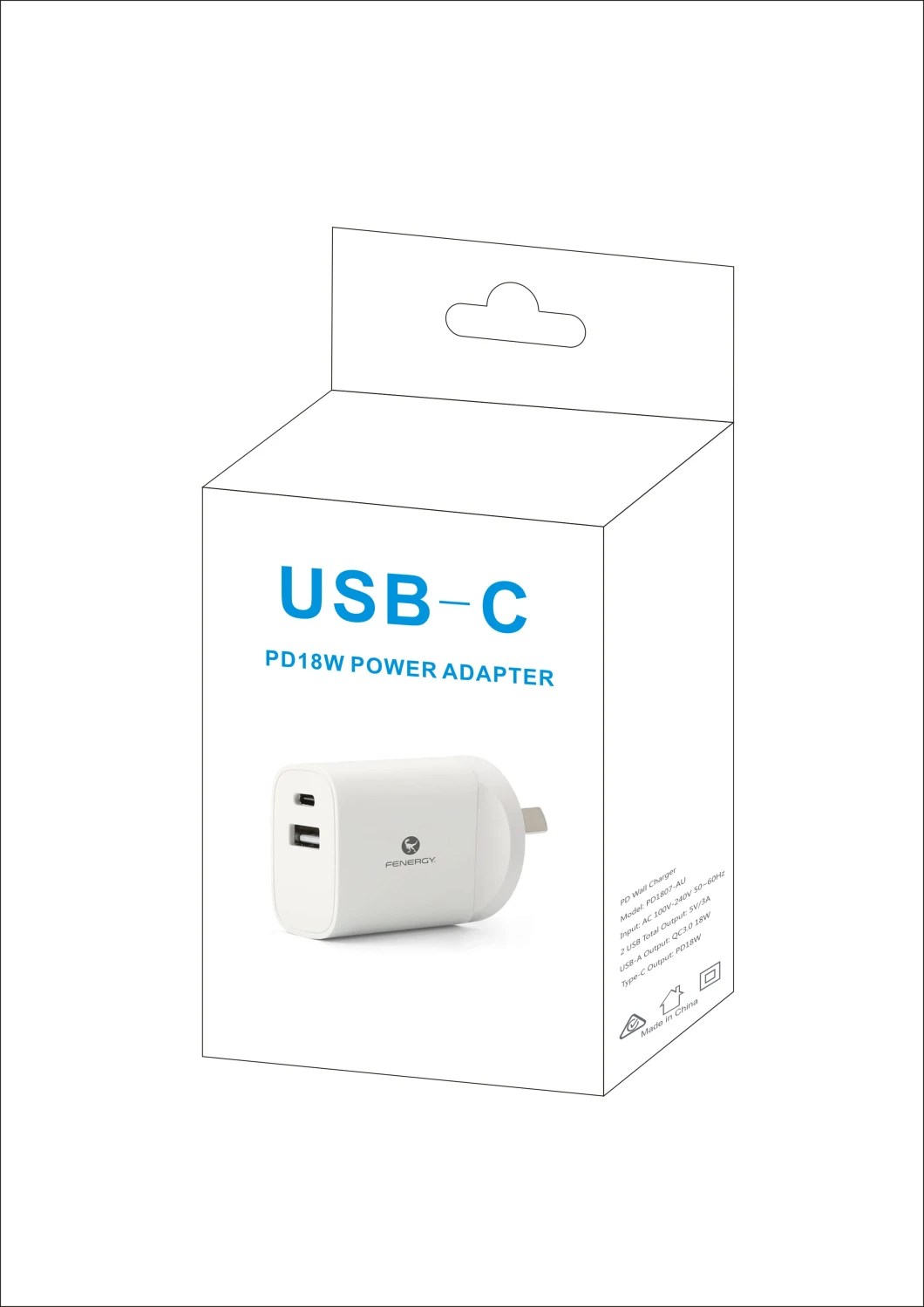 Us/ EU / Au / UK Plug USB Pd 18W Wall Charger Mobile Phone Charger for Smart Phone