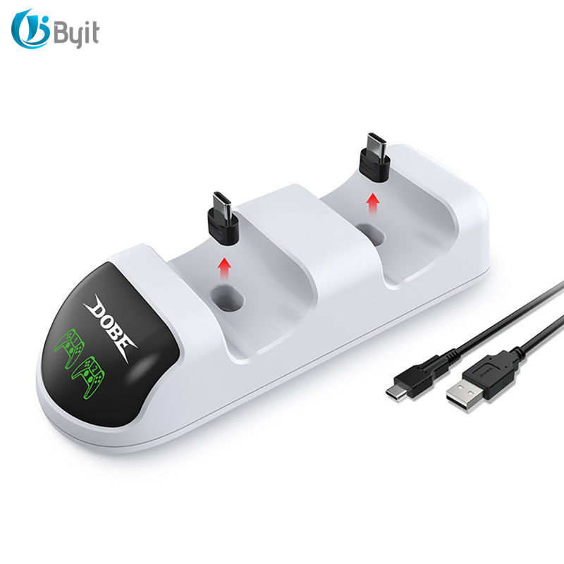 Byit PS5 Game Controller Charger Double Handle Wireless Chargers Dual USB Charging Dock