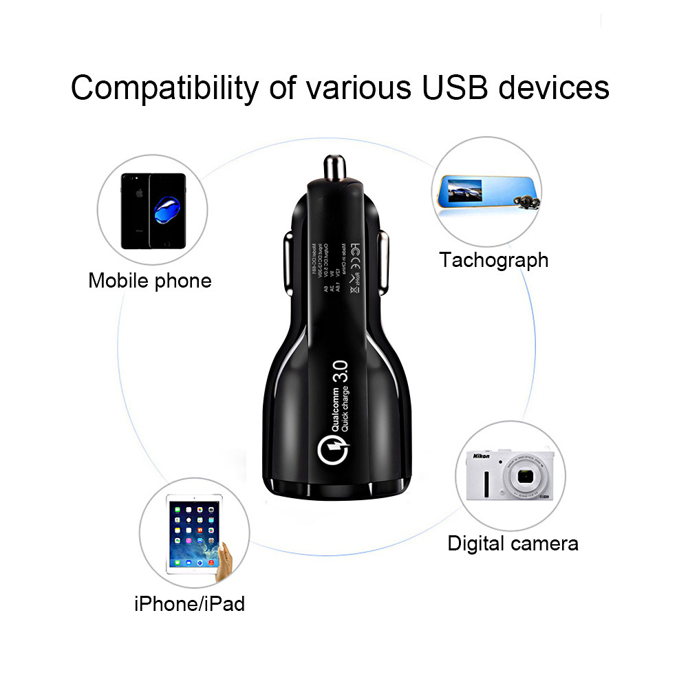 Hot Quick Charge 3.0 Dual USB Fast Charging Car Charger for Mobile Phone