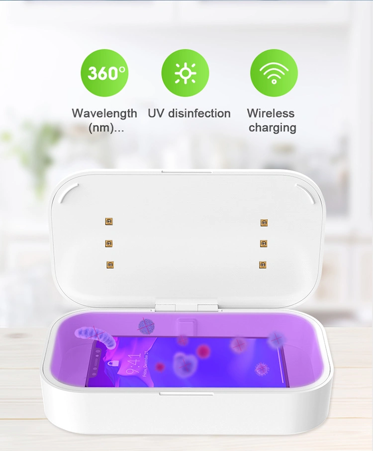in Stock High Quality Portable Wireless Charger Phone UV Sterilizer Box