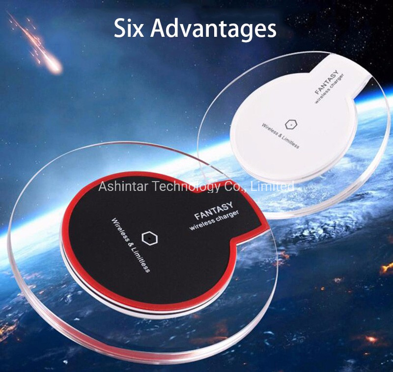 Fast Charge Round Base Transmitter Ultra-Thin Crystal Wireless Charger for iPhone